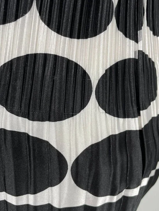 Vintage Black White Polka Dot Plisse Pleated Top Cap Sleeve Mod Op-Art - Picture 8 of 8